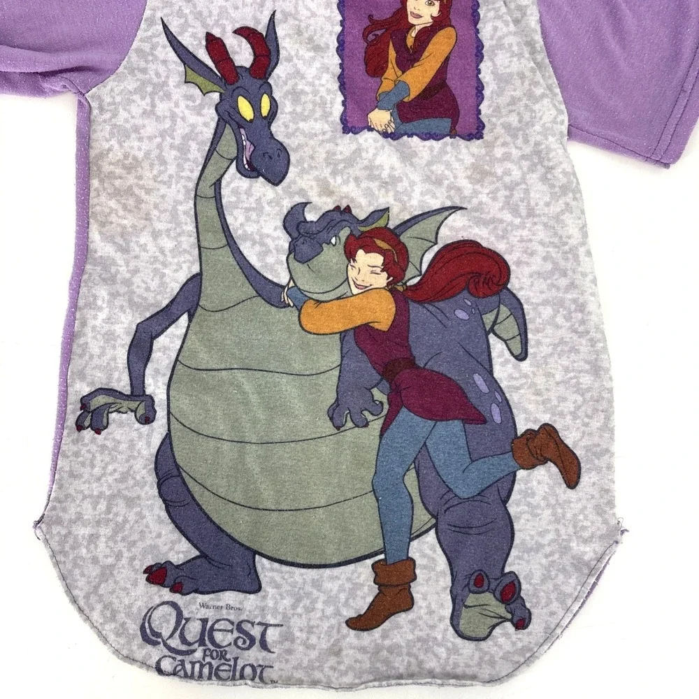 Vintage Quest‎ For Camelot Kids Pajamas Sleep Dress Dragon Purple ULTRA RARE